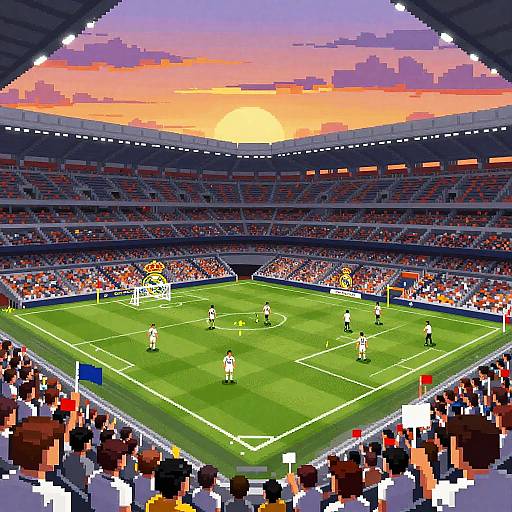 Real Madrid Pixel Art Stadium Sunset