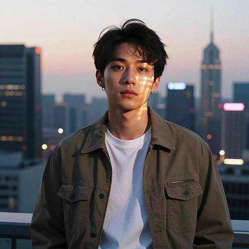 Stylish Asian Portrait in Neon City