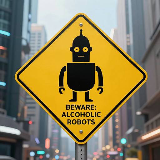 Futuristic Warning Sign for Robots