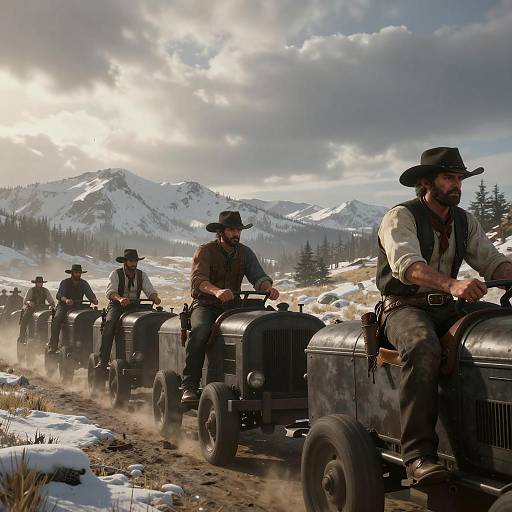 Cinematic Train Robbery in Western Style