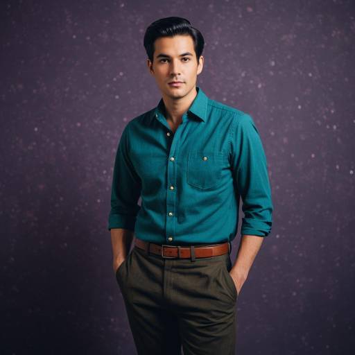 Mid-Century Style Man with Casual Shirt