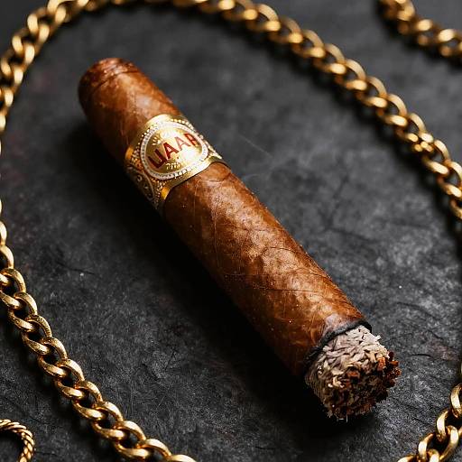 Glowing Cigar with Gold Chains
