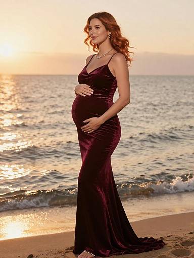 Golden Hour Maternity Velvet Gown