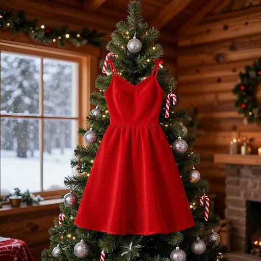 Festive Red Dress Christmas Tree