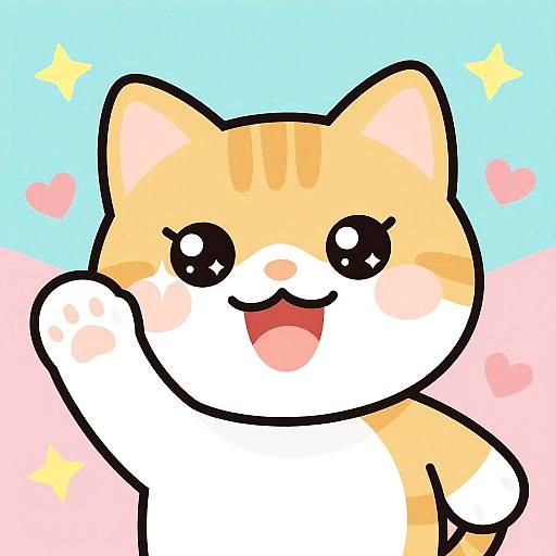 Playful Cartoon Cat with Braces