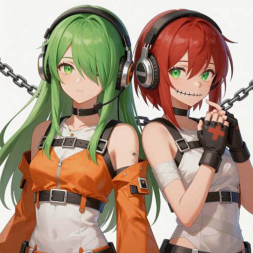 Anime Girls with Headsets and Chains