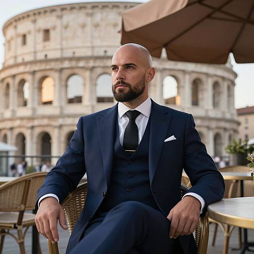 Sophisticated Man at Outdoor Café