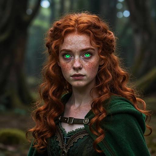 Fantasy Character with Red Hair and Green Eyes