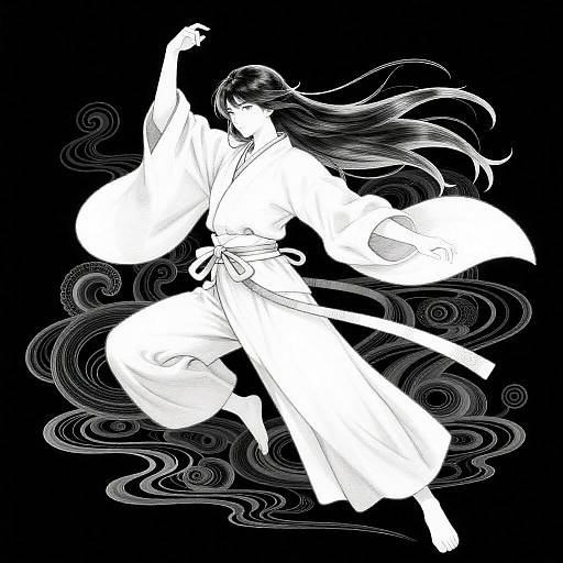 Graceful Mysterious Ninja in Flowing Silks