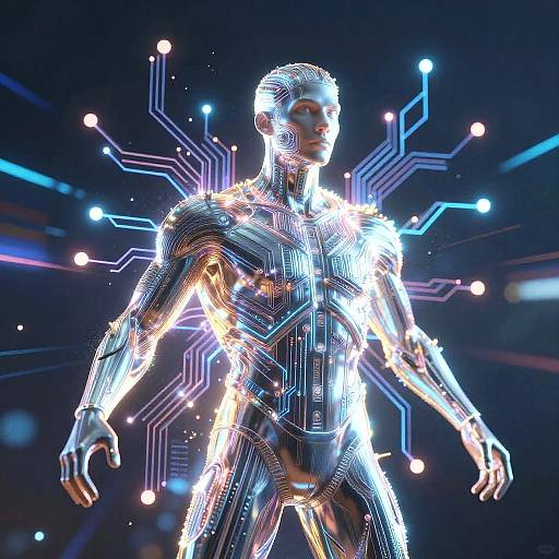 Futuristic Neon Cybernetic Human Figure