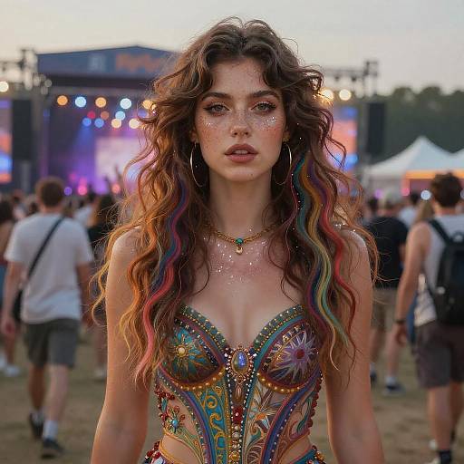 Stunning Woman at a Music Festival