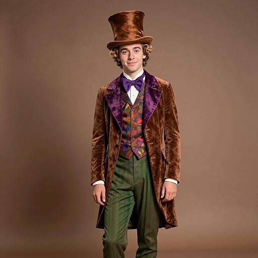 Young Man in Willy Wonka Inspired Costume