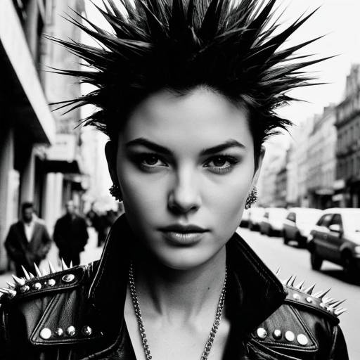 Portrait of Punk Woman with Spiky Hair