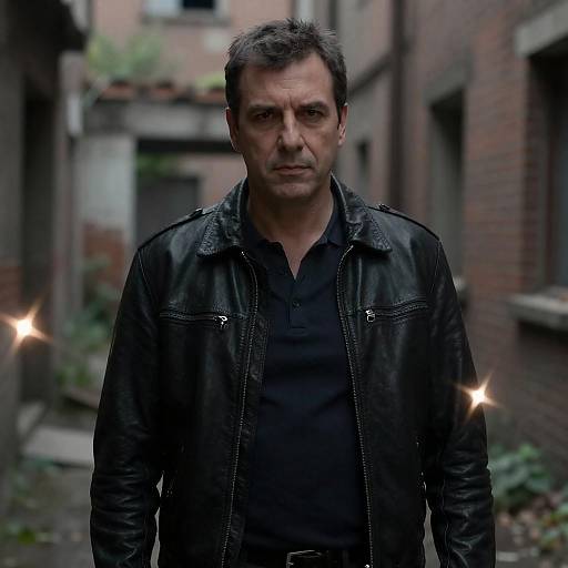 Serious Man in Dimly Lit Alley