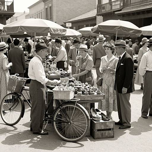 1938 Bustling Vintage Street Market