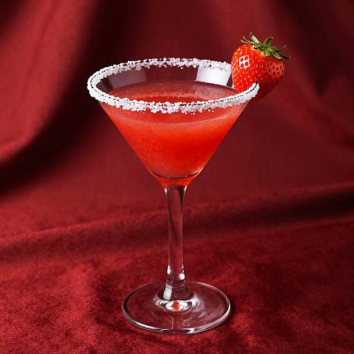 Red Strawberry Margarita with Sugar Rim