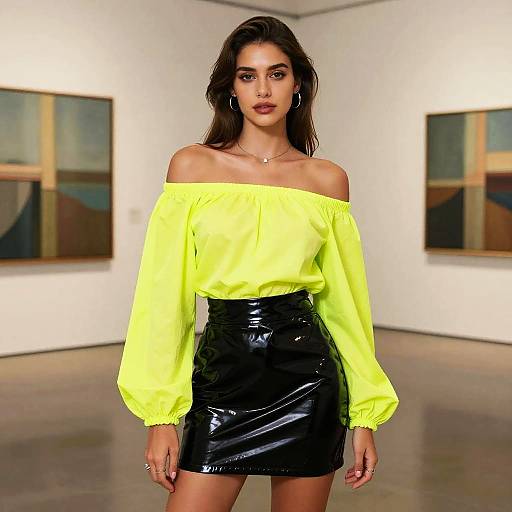 Confident Neon Chic in Art Gallery