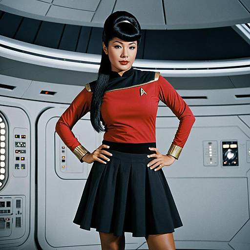 Woman in Uhura Star Trek Costume