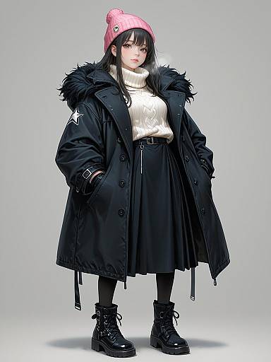 Winter Chic: Oversized Black Puffer Coat