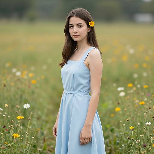 Girl in Sky Blue Midi Dress