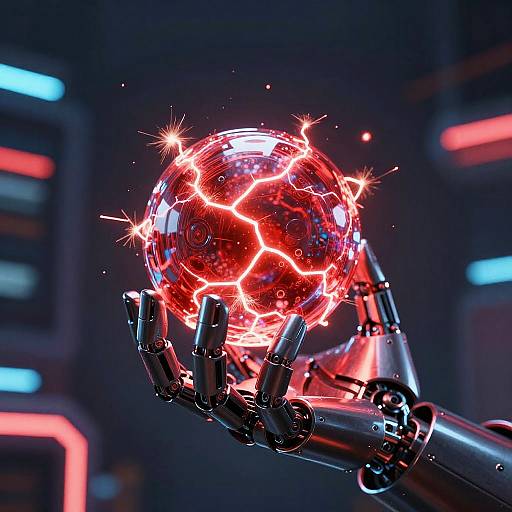 Futuristic Red Energy Ball Close-Up