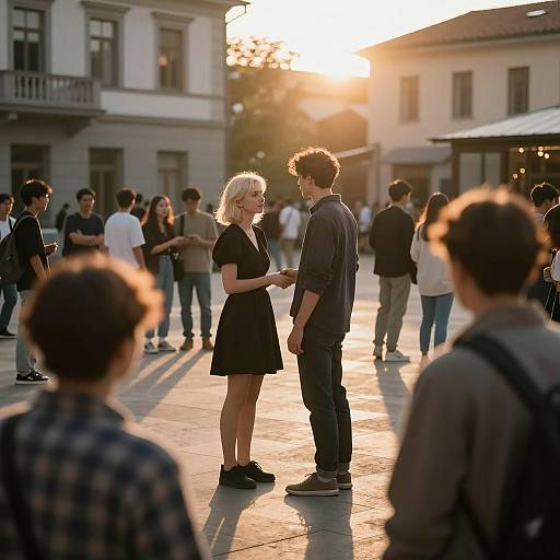 Urban Sunset Courtyard with Couples
