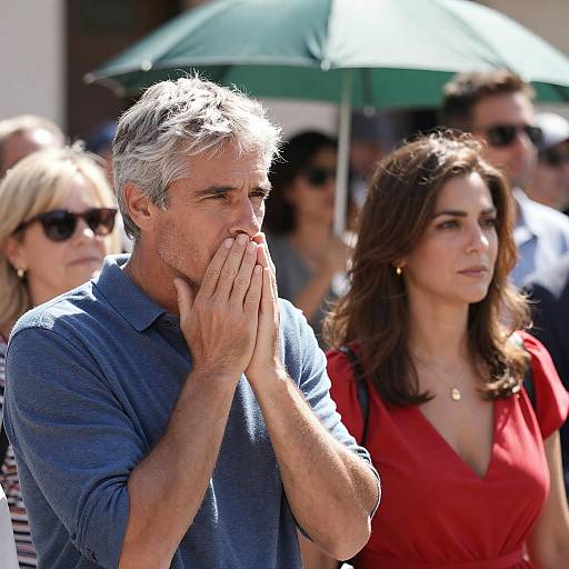 Couple in a Crowded Sunlit Scene