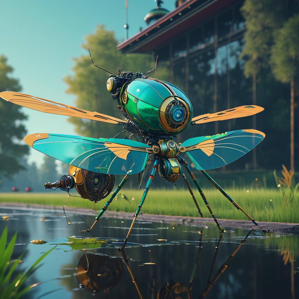 Dynamic Robotic Dragonfly in Vibrant Detail