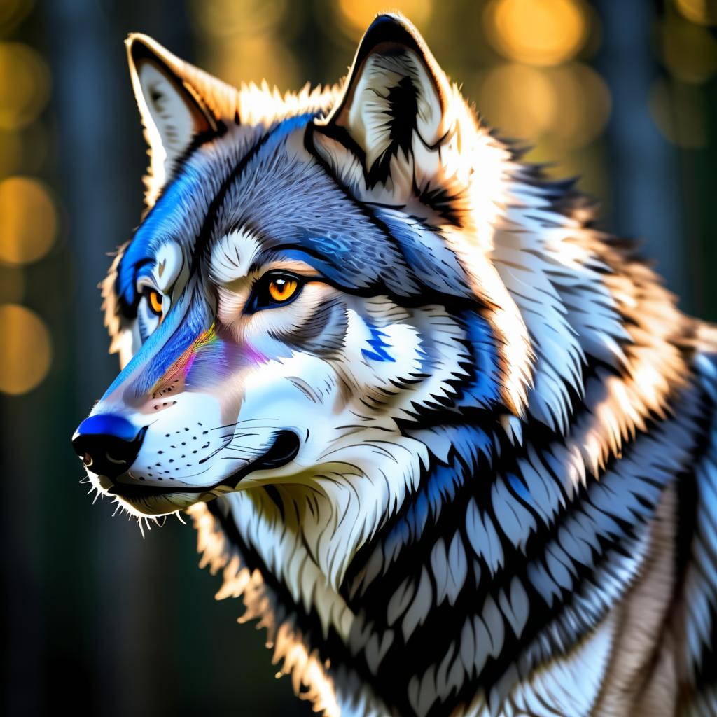 Stunning Tattooed Grey Wolf Portrait