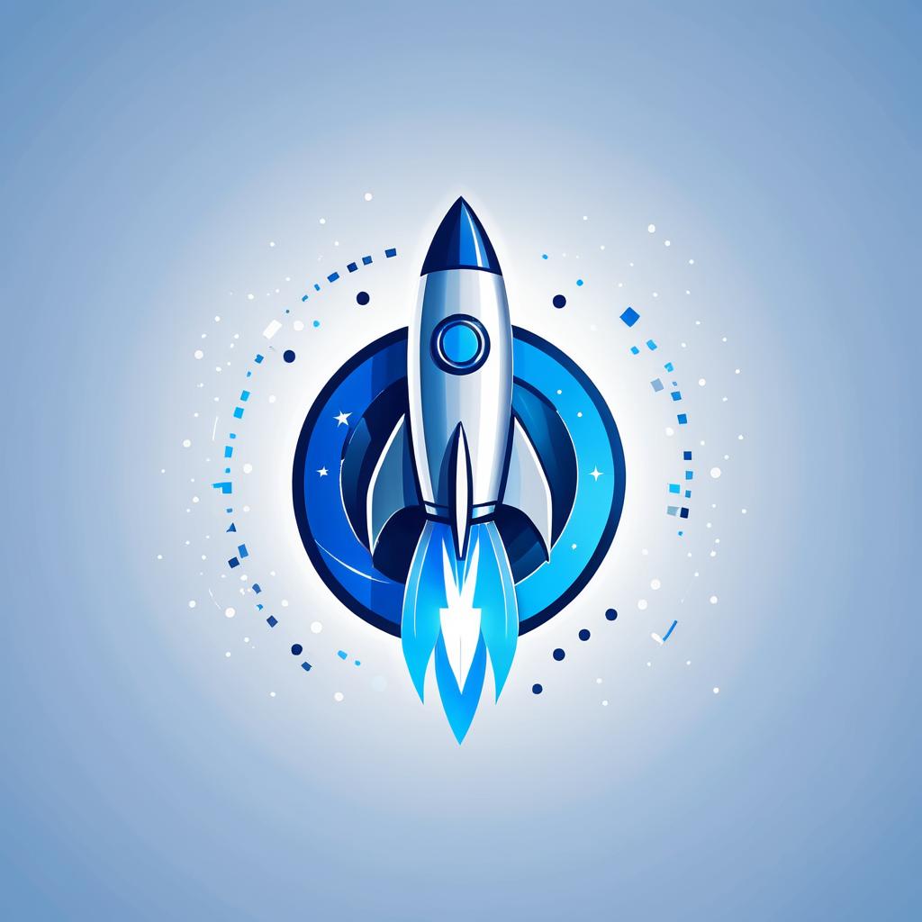 Modern Blue and Silver Rocket Logo Design