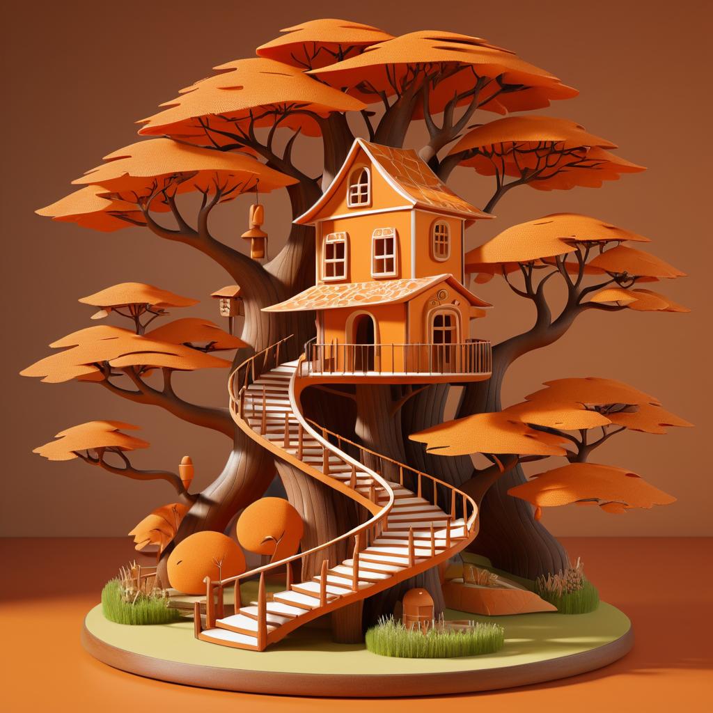 Whimsical 3D Treehouse Sculpture Design