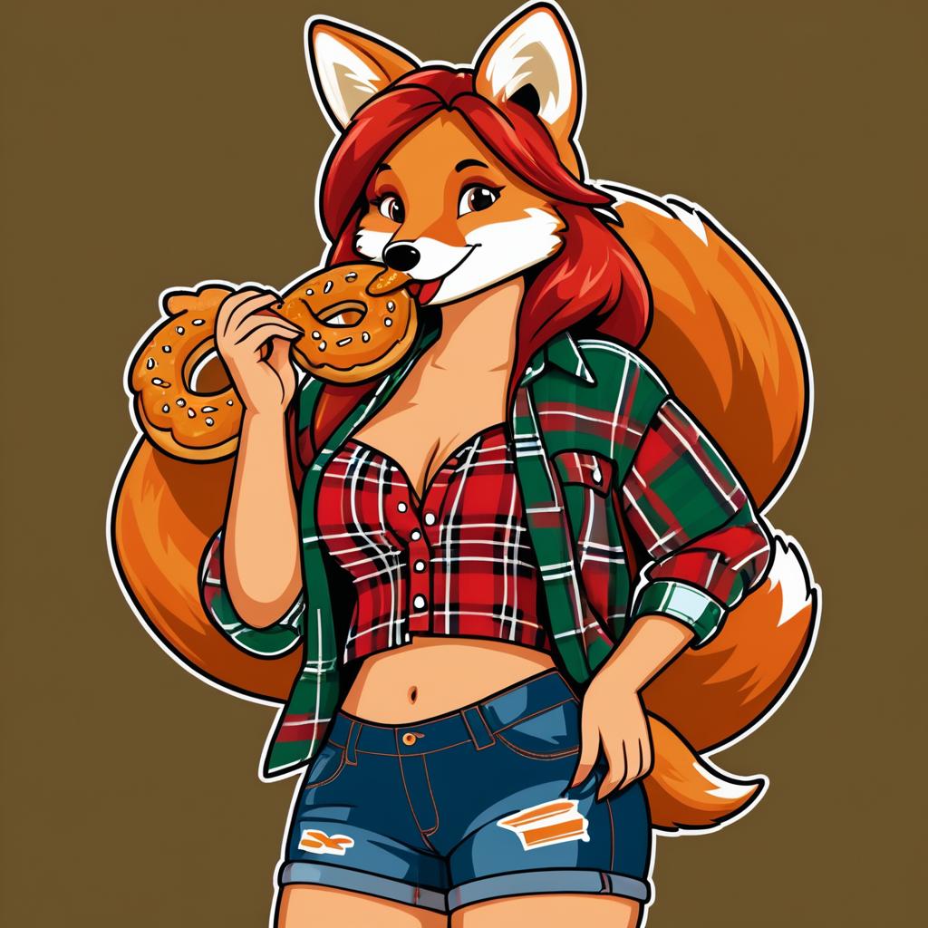 Playful Hip-Hop Fox with Giant Pretzel