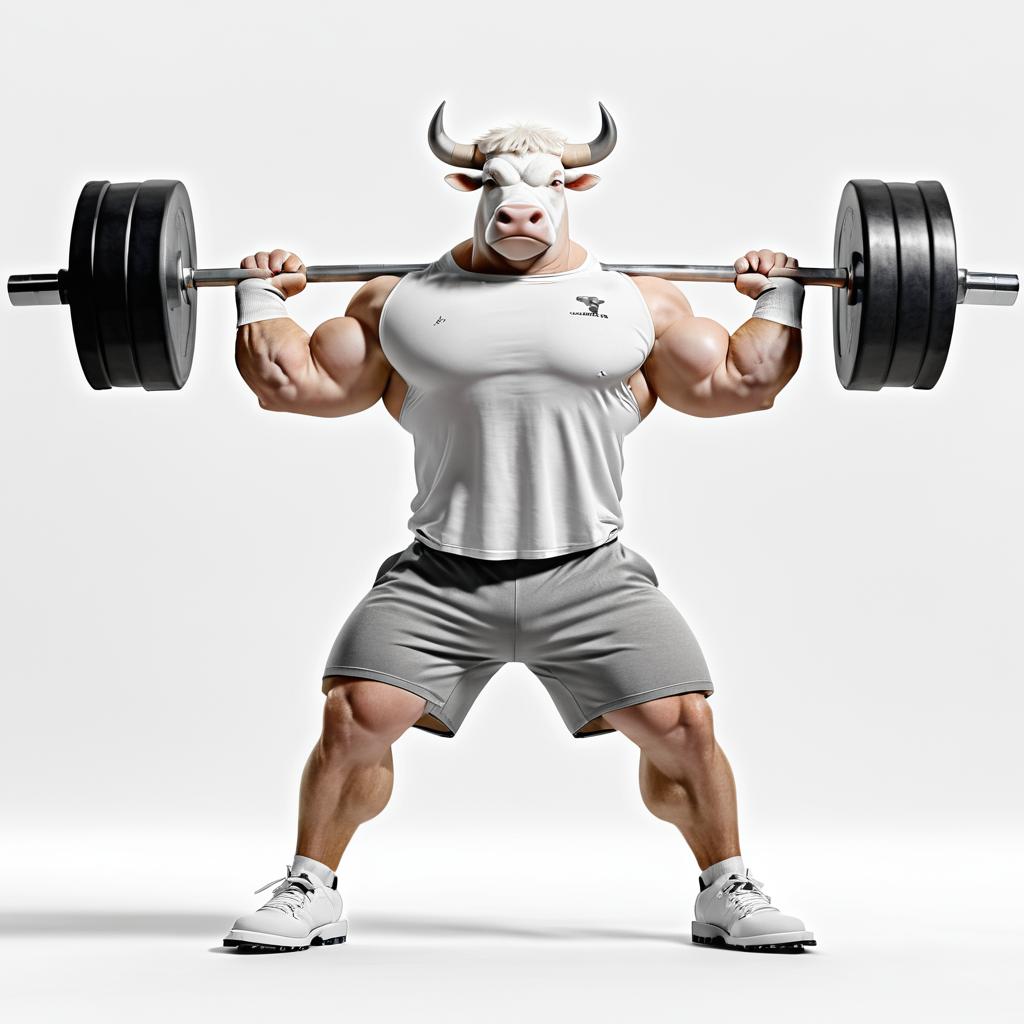 Strong Anthropomorphic Weightlifter Cow