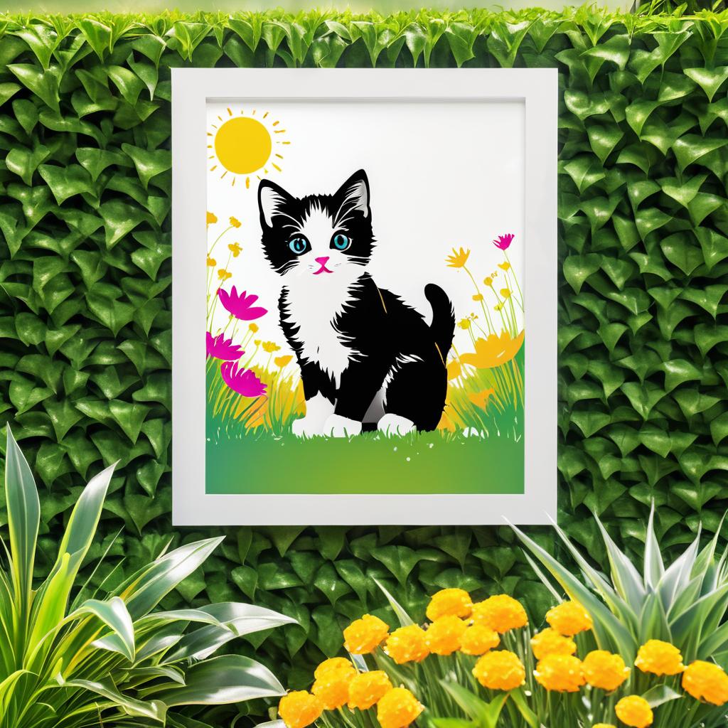 Playful Kitten in Garden Wall Art