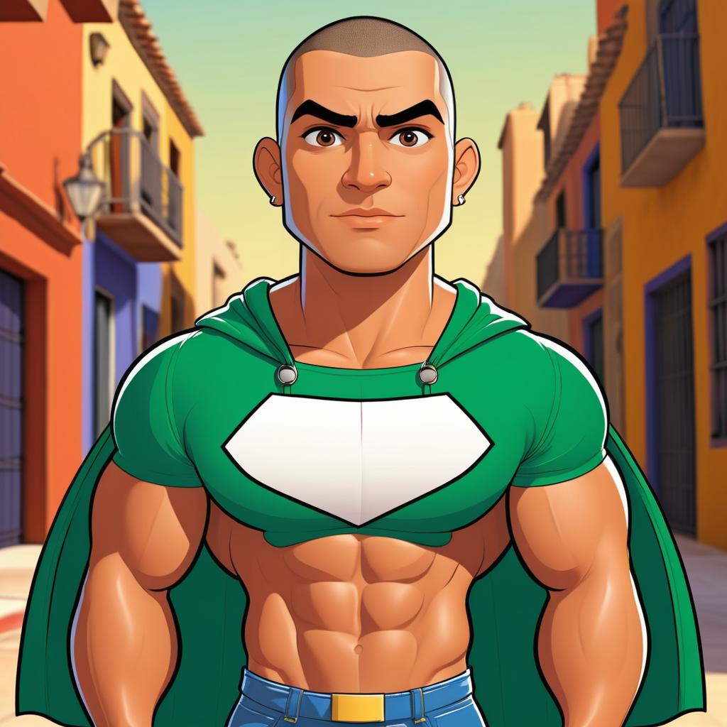 Dynamic Cartoon Male with Muscular Build