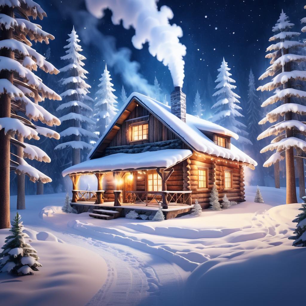 Charming Rustic Winter Retreat Scene