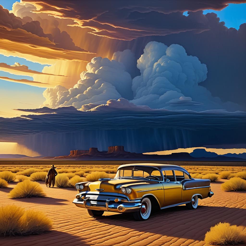 Stunning Desert Landscape with Vintage Car