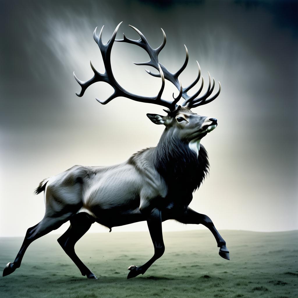 Majestic Stag in Dreamlike Motion