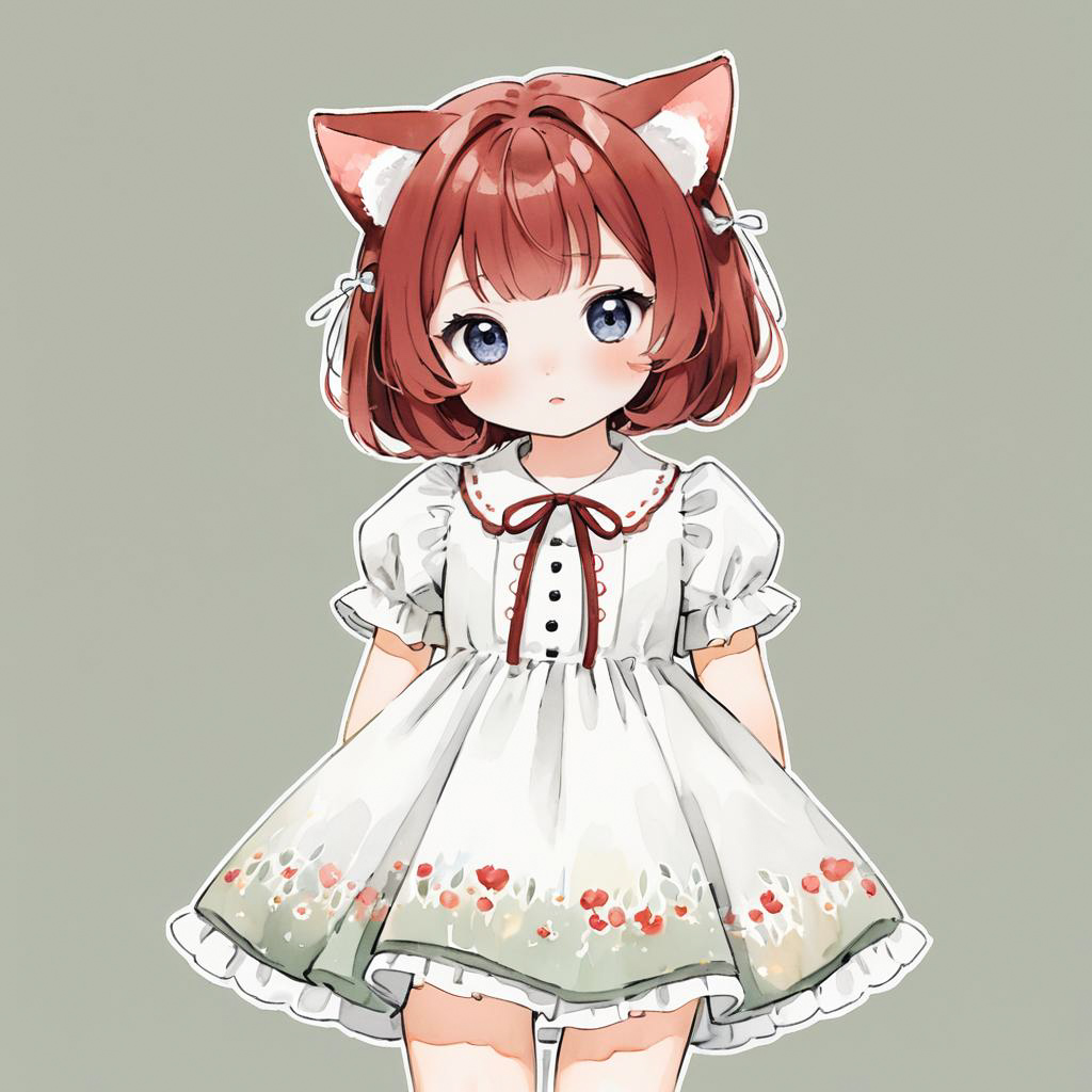 Adorable Shy Kitten in Catgirl Outfit