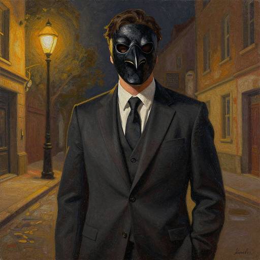 Man in Suit with Raven Mask