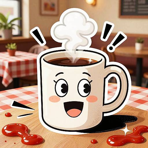 Cheeky Cartoon Coffee Mugs Illustration