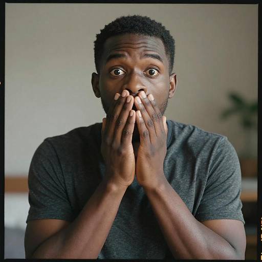 Cinematic Portrait: Shocked Afro-American Man