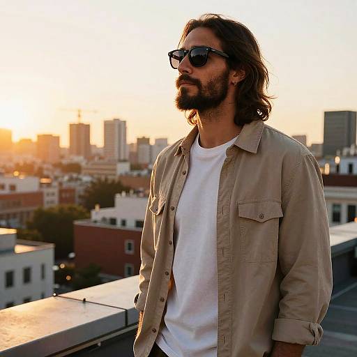 Modern Jesus on Sunlit Rooftop