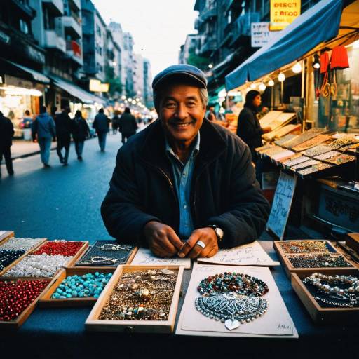 Friendly Street Vendor Selling Handmade Jewelry