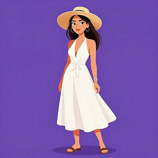 Elegant Woman in Airy White Dress