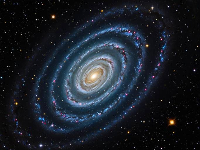 Spiral Galaxy with Bright Core in Dark Universe