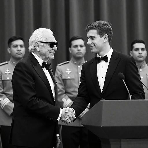 Elegant Tuxedo Handshake in Black and White