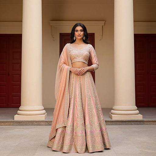 Elegant Woman in Embroidered Lehenga