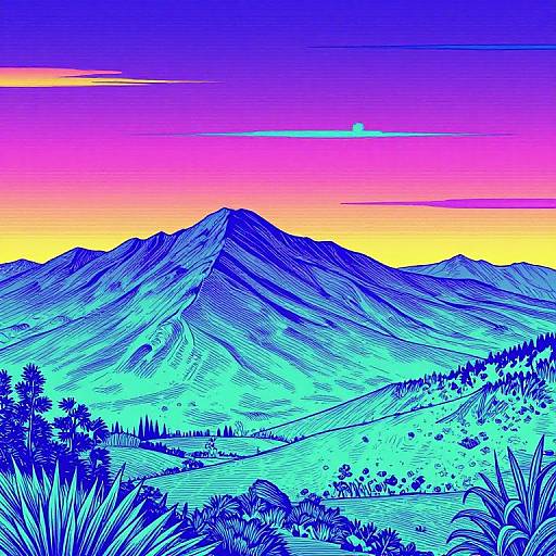 Vaporwave Neon Mountain Album Cover