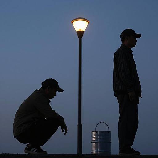 Dusk Silhouette of Two Men